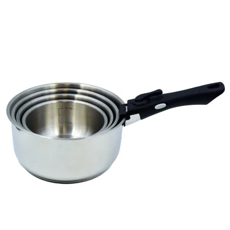 Lot de 4 casseroles inox à manche amovible 14/16/18/20 cm