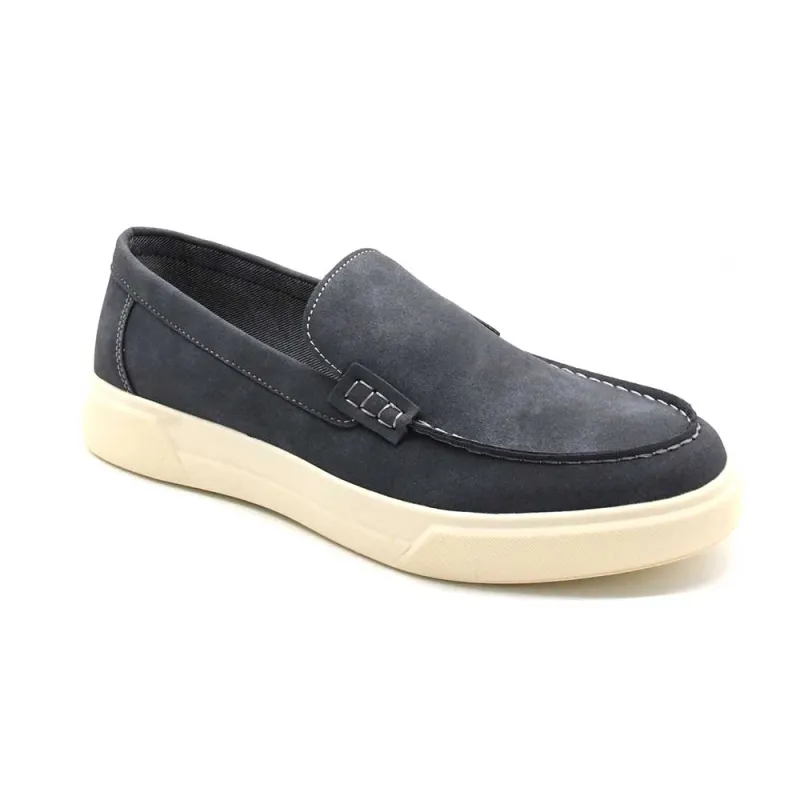 Mocassins bleus textile semelle PU mesh - Chaussures confort