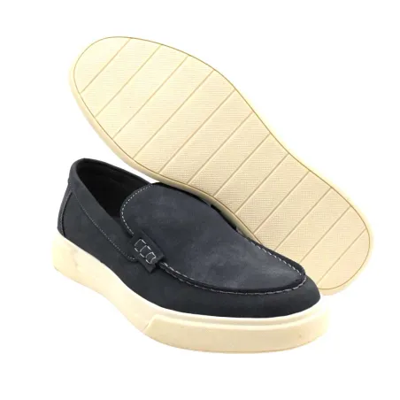 Mocassins bleus textile semelle PU mesh - Chaussures confort