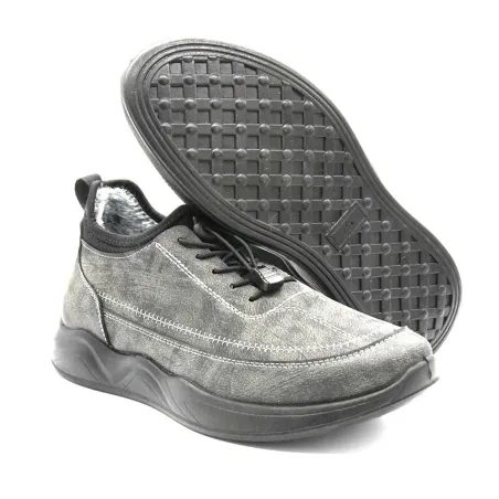 Baskets fourrées effet peau de pêche gris 40 à 46