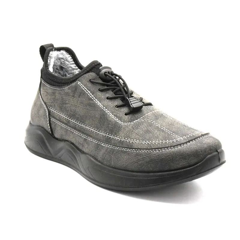 Baskets fourrées effet peau de pêche gris 40 à 46
