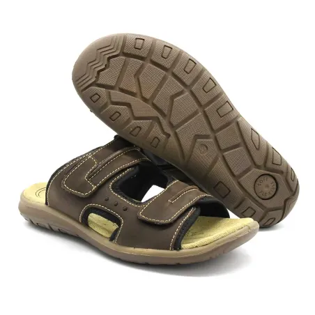 Sandales Dixit confort à scratch cuir lycra marron 40 à 46