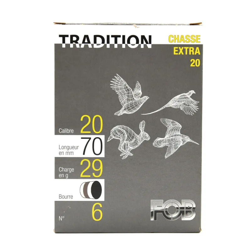 Boite de 10 cartouches Tradition bourre grasse 20 29g pb6