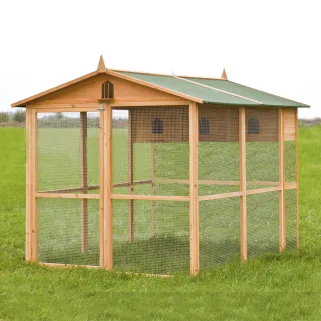 Pigeonnier bois 3 cases avec volière galvanisée – 130x160 cm