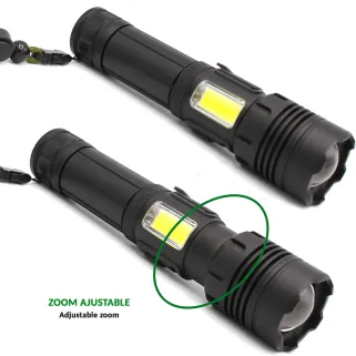 Torche Bright 2000 lumens 3 niveaux d'intensité, en alliage d'alu