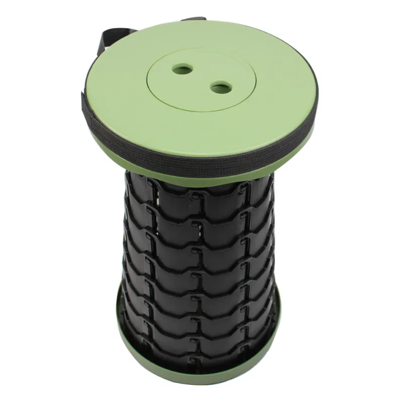 Tabouret télescopique kaki et noir réglable en hauteur de 6 à 45 cm