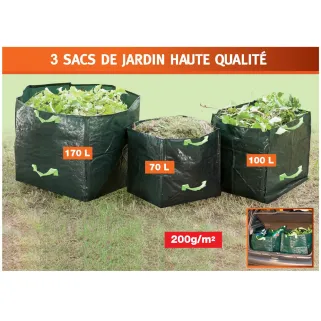 3 Sacs de jardin avec poignées