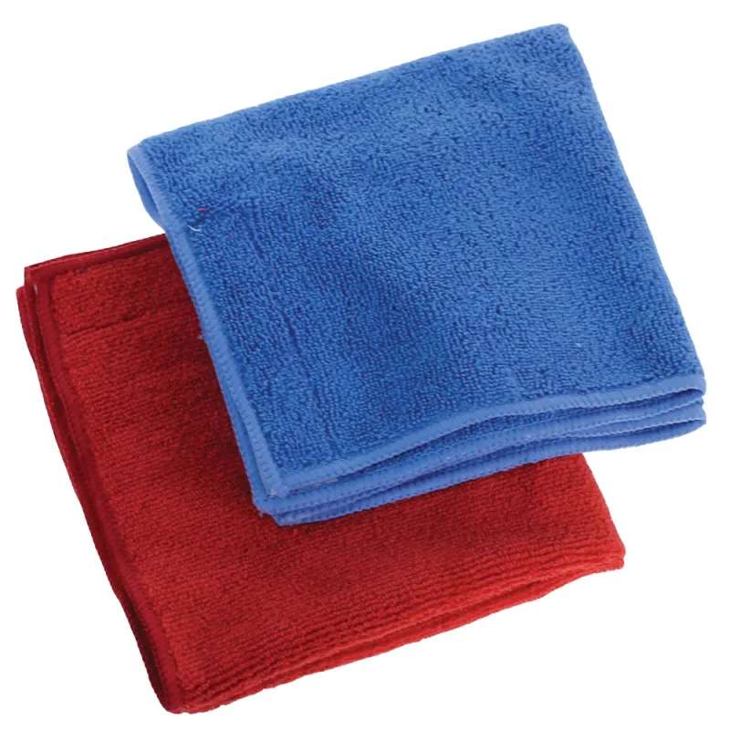 Serpillères pour balai en microfibre bleues et rouges Lot de 4