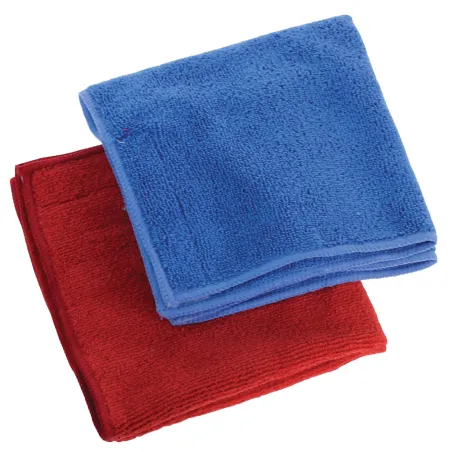 Serpillères pour balai en microfibre bleues et rouges Lot de 4