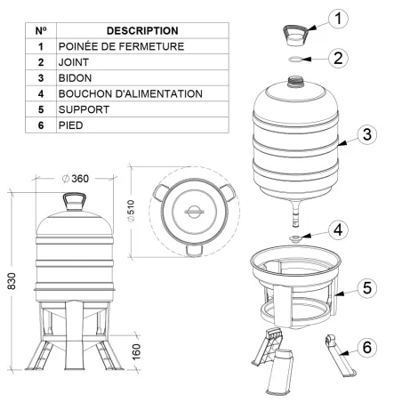 Abreuvoir à siphon 40 L – très grande capacité et autonomie