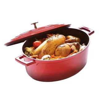Cocotte en fonte aluminium rouge 5,3 L et 4 L – Tous feux + four