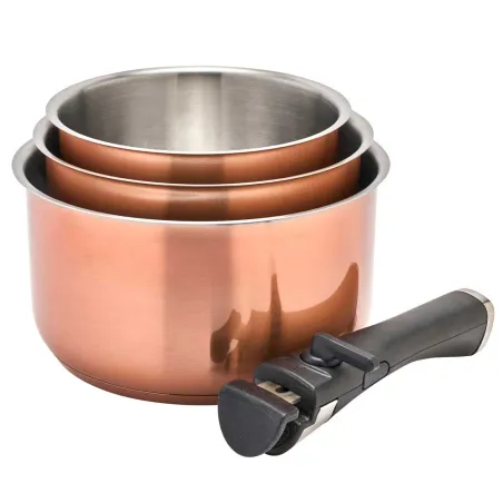 Lot 3 casseroles inox 18/10 colorées 16-18-20cm + poignée