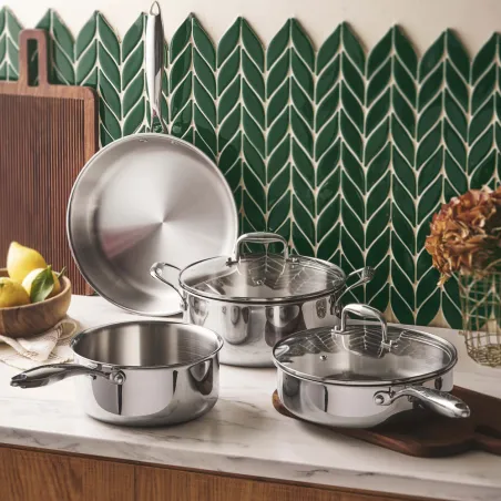 Casserole Ø 22cm Lumia Tri-Ply 2,5mm Acier 18/10 avec Couvercle