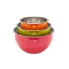 Saladiers acier inoxydable multicolores avec couvercles x3