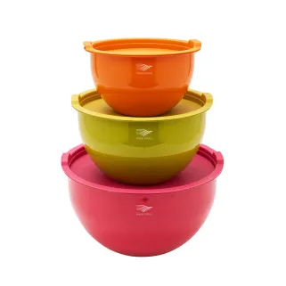 Saladiers acier inoxydable multicolores avec couvercles x3