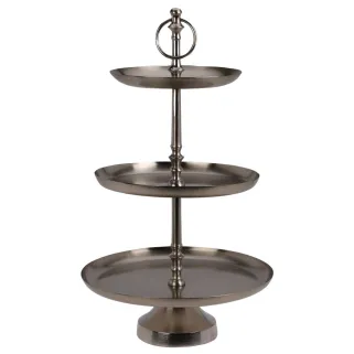 Présentoir 3 étages inox argent | Service tapas et desserts