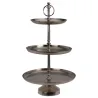 Présentoir 3 étages inox argent | Service tapas et desserts