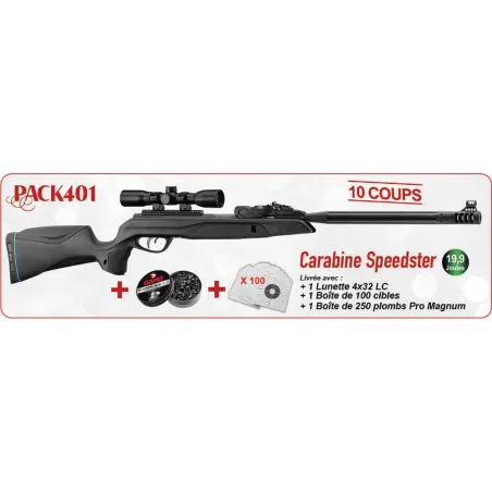 Pack Noël carabine Gamo Speedster 10 coups 4,5 mm