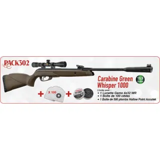 Pack Noël carabine Gamo Green Whisper 1000 4,5 mm
