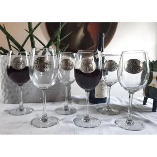 Verres à vin 360 ml décor étain relief de gibiers 6 pièces