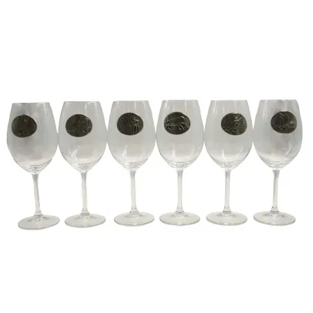 Verres à vin 360 ml décor étain relief de gibiers 6 pièces