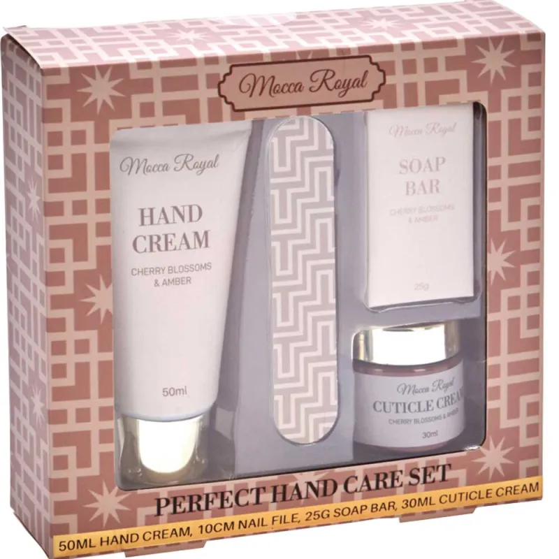 Coffret 4 pièces mains: crème 50ml, cuticules 30ml, lime 10cm