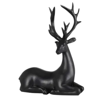 Renne couché noir 20cm - 16x6,5x20,5cm - Décoration Noël