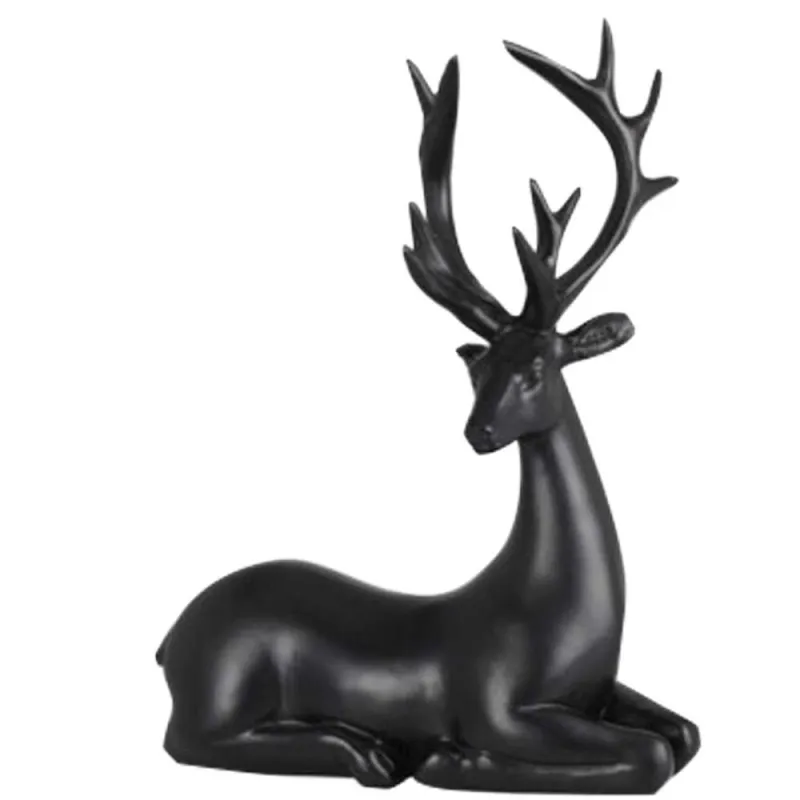 Renne couché noir 20cm - 16x6,5x20,5cm - Décoration Noël