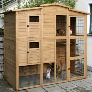 Poulailler Bois 2 étages 10-15 poules 222X115 X200 cm sol PVC