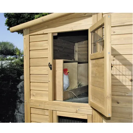 Poulailler Bois 2 étages 10-15 poules 222X115 X200 cm sol PVC