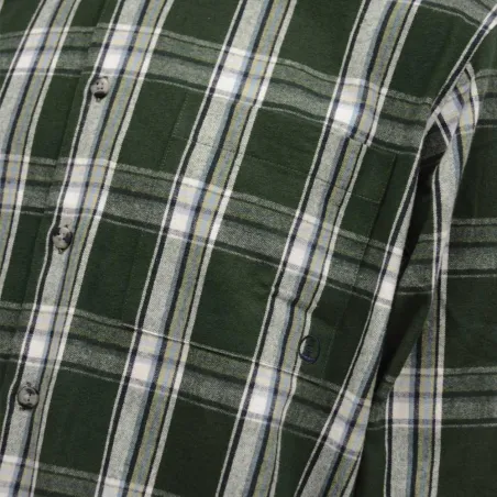 Chemise long pan à carreaux boutons coton flanelle vert M à 5XL