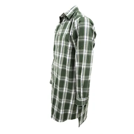 Chemise long pan à carreaux boutons coton flanelle vert M à 5XL