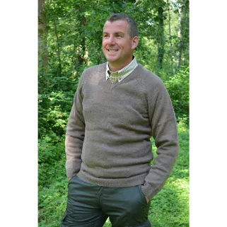 Pull Vincennes col V brun