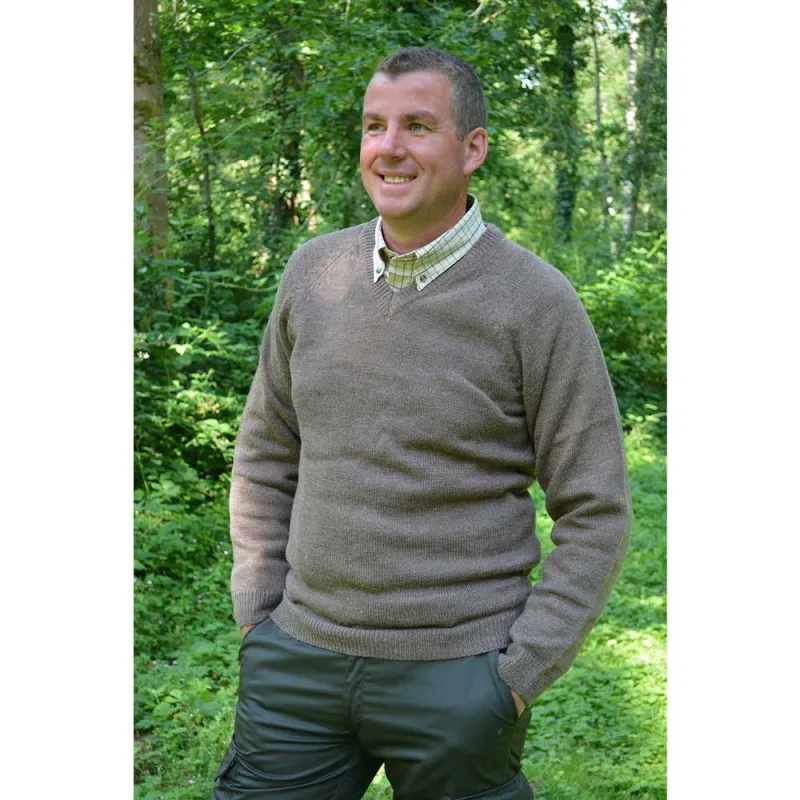 Pull Vincennes col V brun