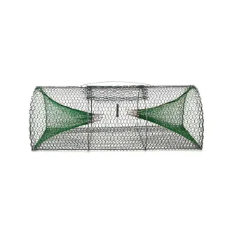 Nasse 2 entrées galvanisée plastifiée maille 10 mm L 80 cm
