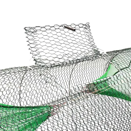 Nasse 2 entrées galvanisée plastifiée maille 10 mm L 80 cm