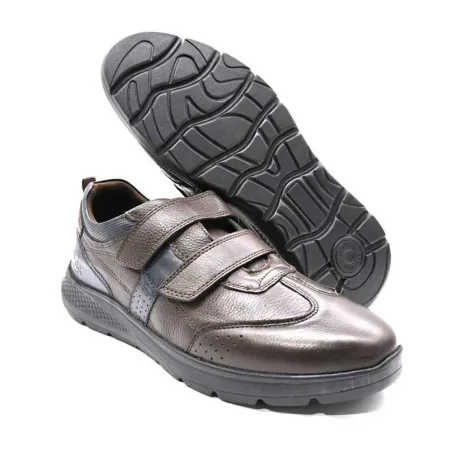 Baskets cuir scratch double velcro Strech semelle PVC