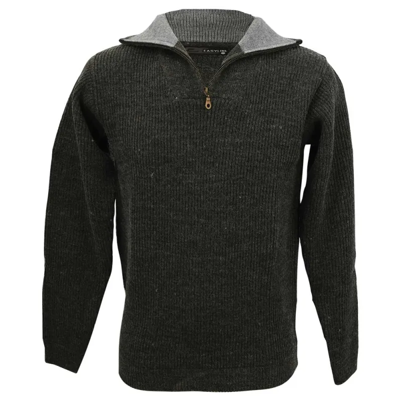 Pull col camionneur Lorry gris anthracite acrylique laine M à 3XL