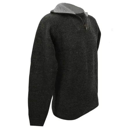 Pull col camionneur Lorry gris anthracite acrylique laine M à 3XL