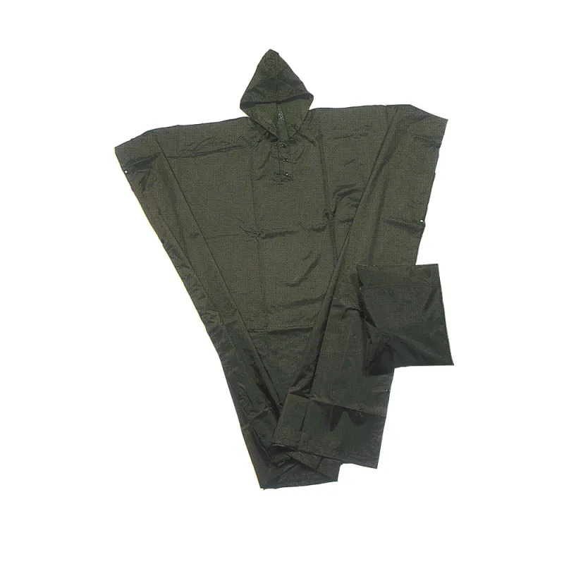 Poncho imperméable polyester enduit kaki taille unique