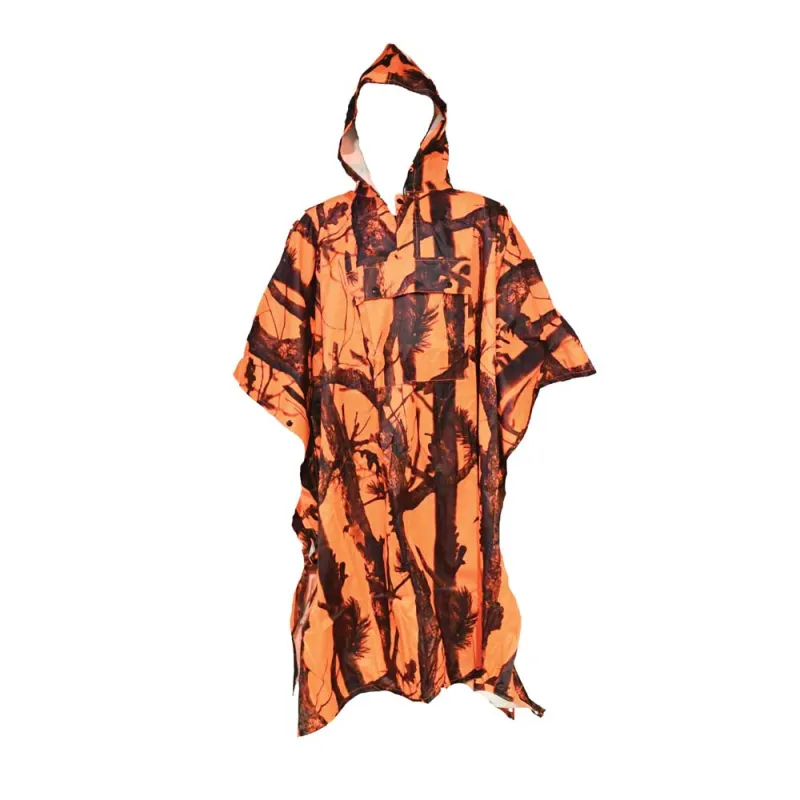 Poncho imperméable polyester enduit orange taille unique