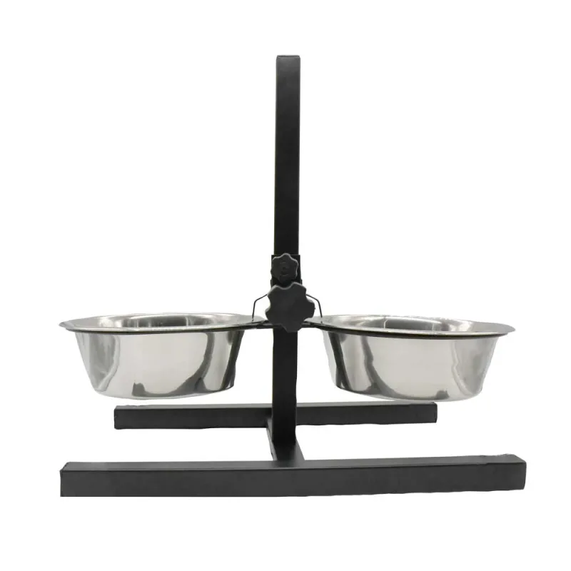 Mangeoire chien sur pied réglable + 2 gamelles Ø de 19 cm