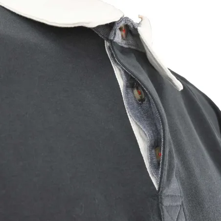 Polo FAST manches longues col classique coton bleu marine M à 3XL