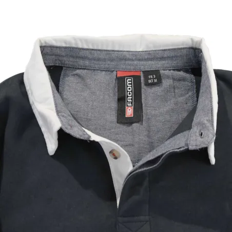 Polo FAST manches longues col classique coton bleu marine M à 3XL