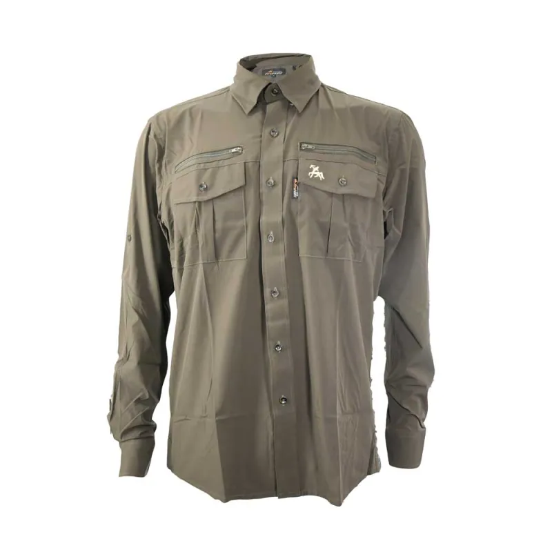 Chemise PROHUNT antitic kaki manches longues stretch 4 poches
