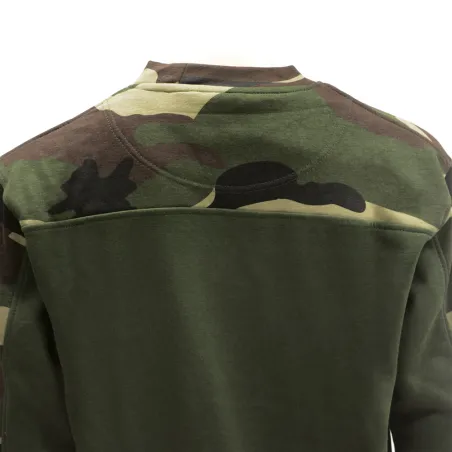 Sweat col rond kaki + empiècements camo CE TS à 3XL