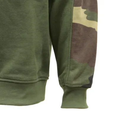 Sweat col rond kaki + empiècements camo CE TS à 3XL