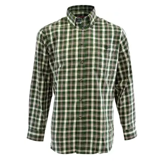 Chemise chasse à carreaux boutons coton tissé fond vert S à 4XL