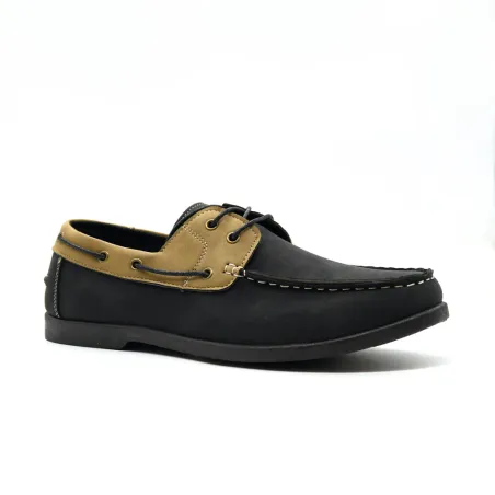 Chaussures bateau confort synthétique noir et beige 40 à 46