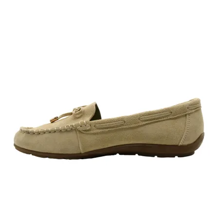 Chaussures bateau facile à enfiler femme cuir beige de 36 à 41